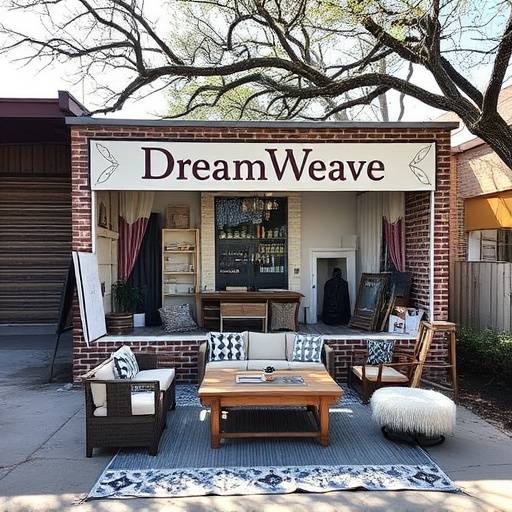 Exterior view of the DreamWeave Furnishings workshop in Austin, Texas